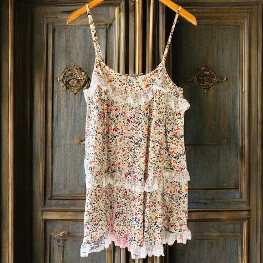 Anthropologie Lace-Trim Ruffle Mini Nap Dress